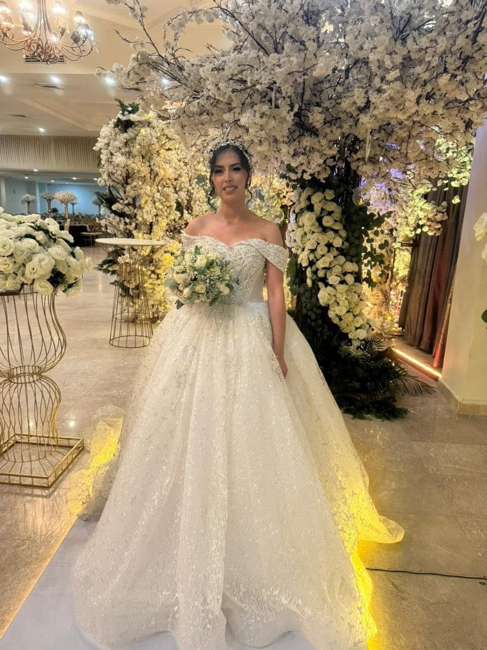 Leonie - Glitzer-Prinzessinnenkleid mit Off Shoulder Ärmeln
