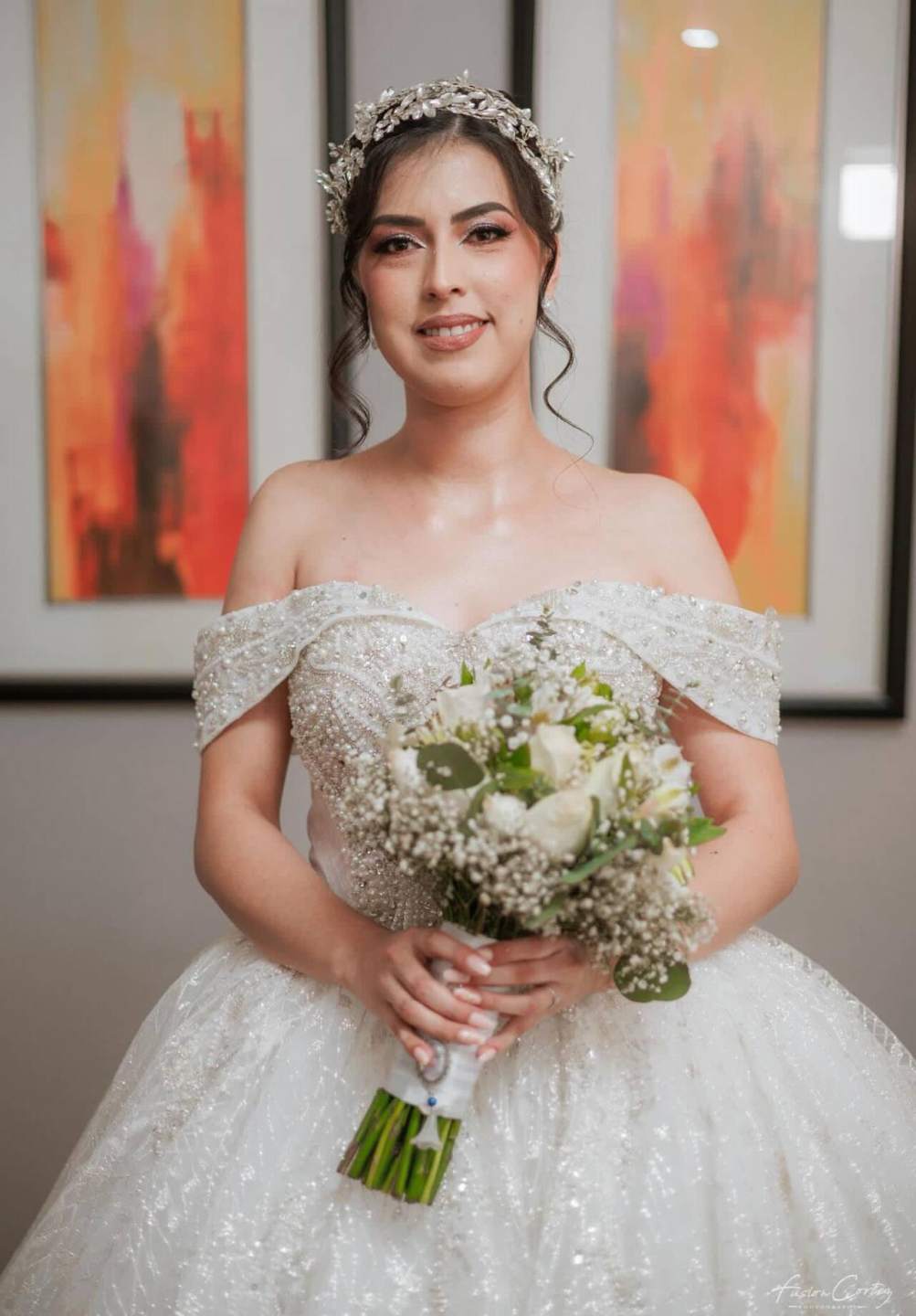 Leonie - Glitzer-Prinzessinnenkleid mit Off Shoulder Ärmeln